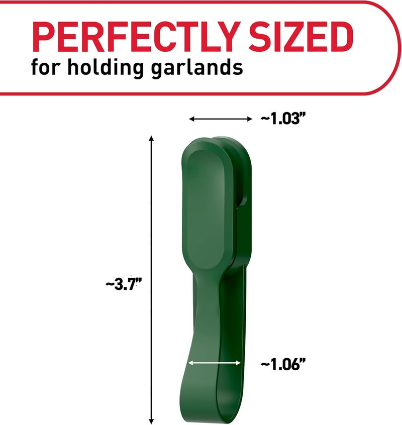 Command Garland Holder, Fireplace Mantle Garland Holder for Displaying Garlands, Wreaths, and Holiday Decor Without Leaving Damage, Holes, or Residue, Holds 2lbs, Green, 6 Pack - Image 2